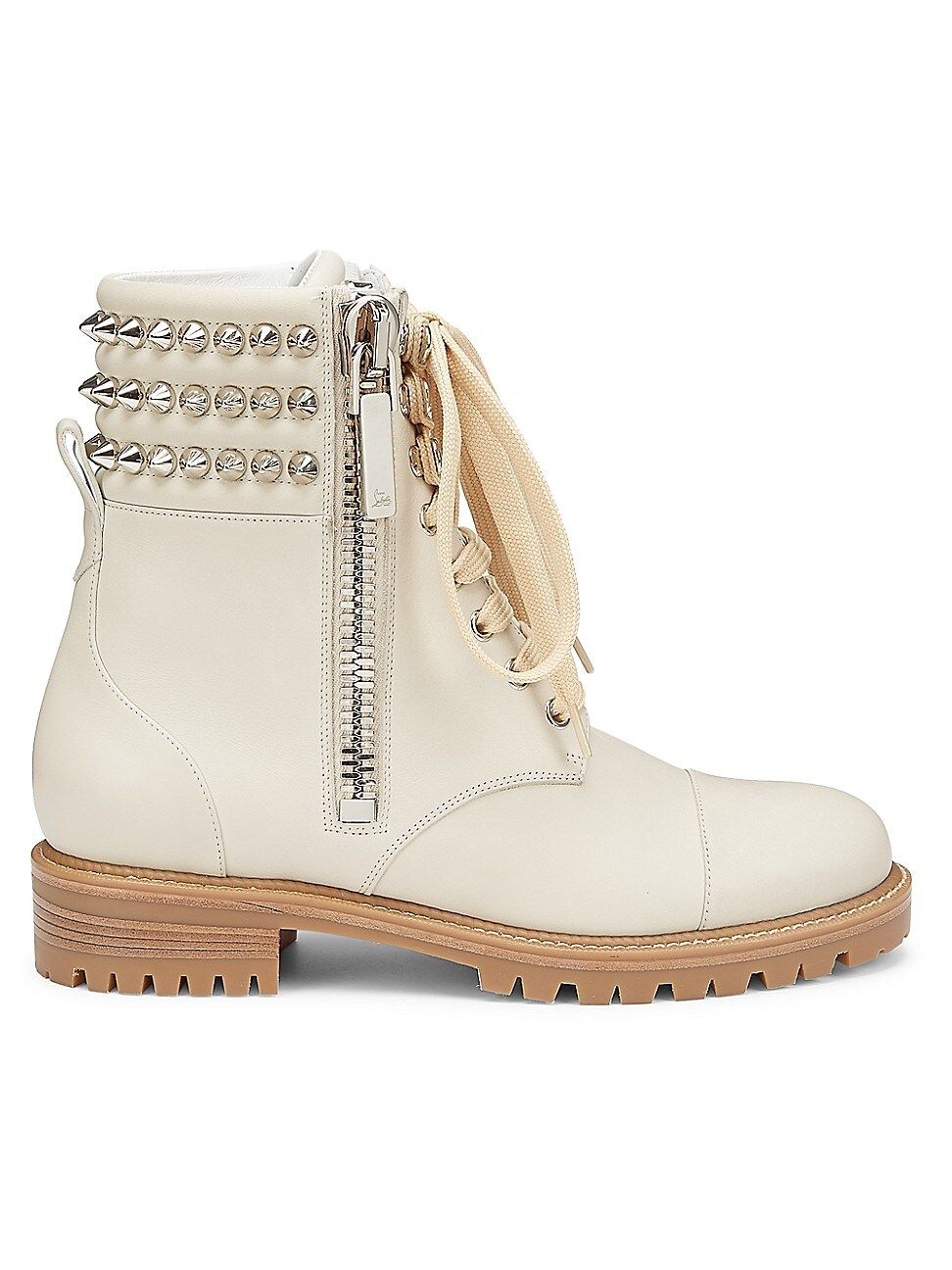Christian Louboutin Women's Winter Spiked Leather Combat Boots - White - Size 36 (6) | Saks Fifth Avenue