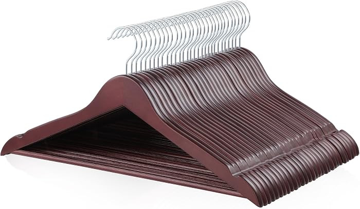 Amazon Basics Wood Suit Clothes Hangers for Closet Organizer, Cherry, 30-Pack | Amazon (US)