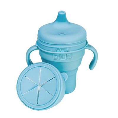 Austin Baby Collection Silicone Collapsible Cup Sippy Snackie Lid Set - Sky Blue - 8oz | Target