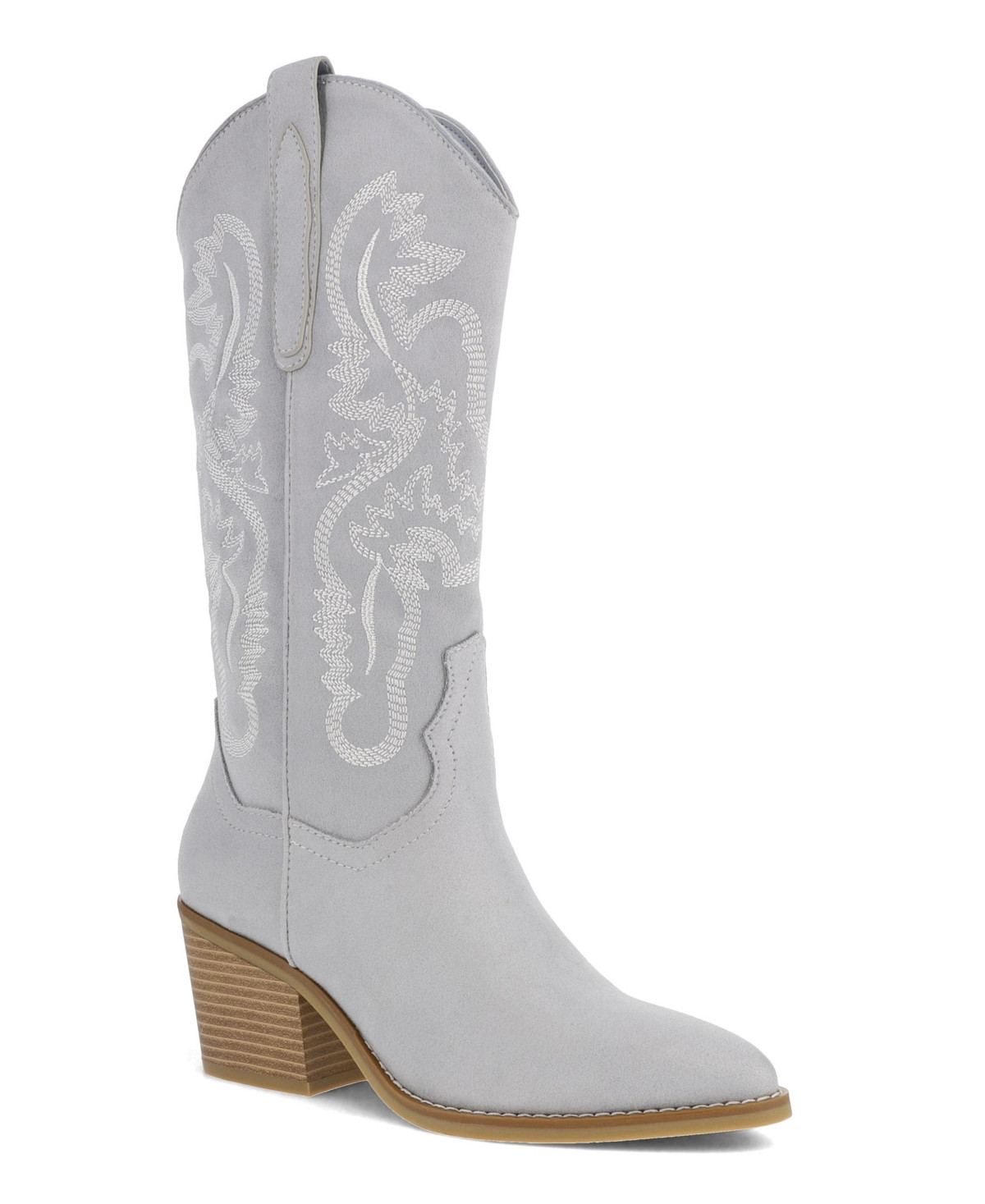 Mia Women's Crosley Pointed Toe Western Mid-Shaft Boots - Light Blue | Macy's