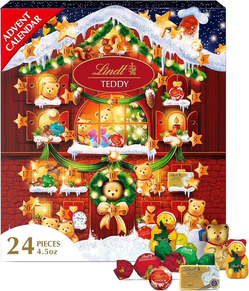 Lindt Holiday Teddy Bear Chocolate Candy Advent Calendar, 4.5 oz. | Amazon (US)
