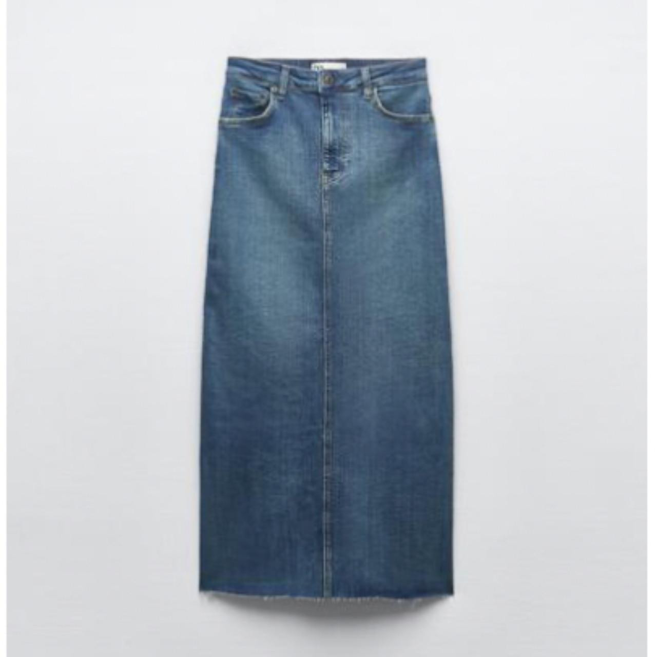 Zara Women's Midi Skirt - Blue - M | Depop US