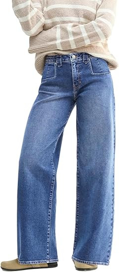 EMMIOL Baggy Jeans Women Straight Leg Mid Rise Cute Trendy Y2K Boyfriend Loose Fit Denim Pants Wi... | Amazon (US)