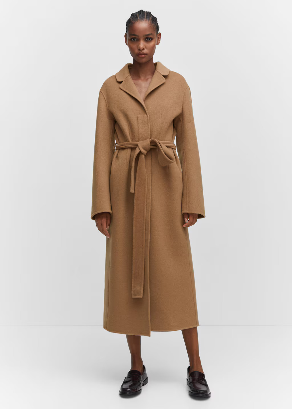 Wool coat with handmade belt -  Women | Mango USA | MANGO (US)