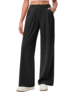 IUGA Wide Leg Pants Woman Pull on Stretchy Work Dress Pants High Waisted Business Casual Trousers... | Amazon (US)