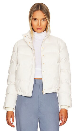 West Vegan Leather Puffer in Buttercream | Revolve Clothing (Global)