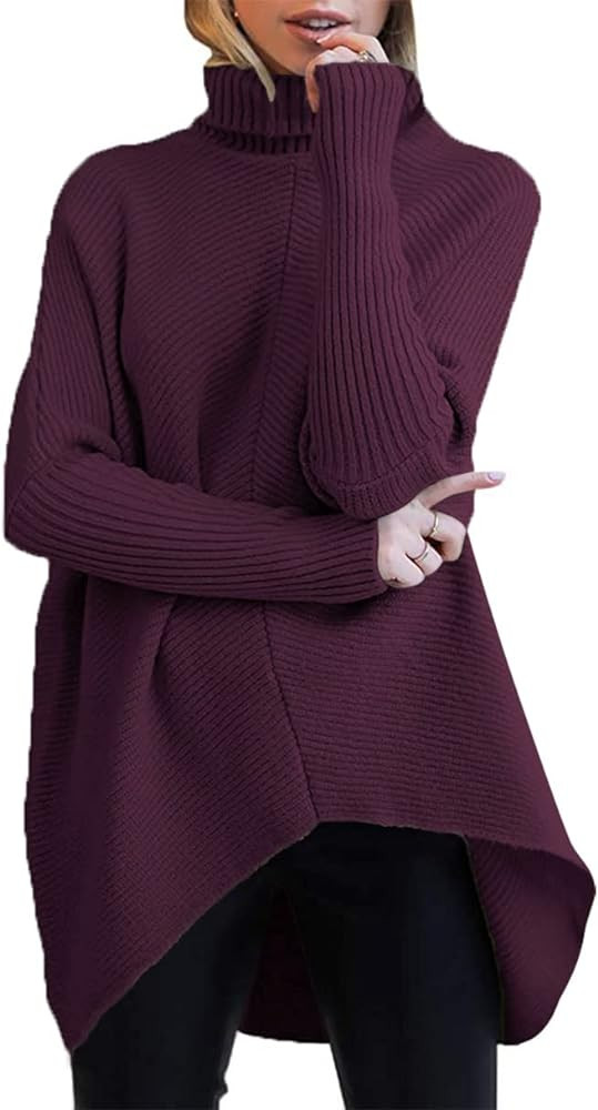 ANRABESS Womens Oversized Turtleneck Batwing Long Sleeve Casual Cozy Baggy Knit Pullover Tunic Sw... | Amazon (US)