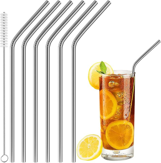 Acerich Set of 6 Stainless Steel Straws, Acerich Reusable Metal Straws for 30 oz & 20 oz Tumblers... | Amazon (US)