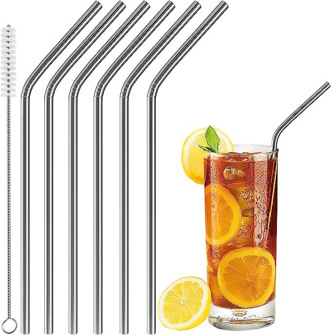 Acerich Set of 6 Stainless Steel Straws, Acerich Reusable Metal Straws for 30 oz & 20 oz Tumblers... | Amazon (US)