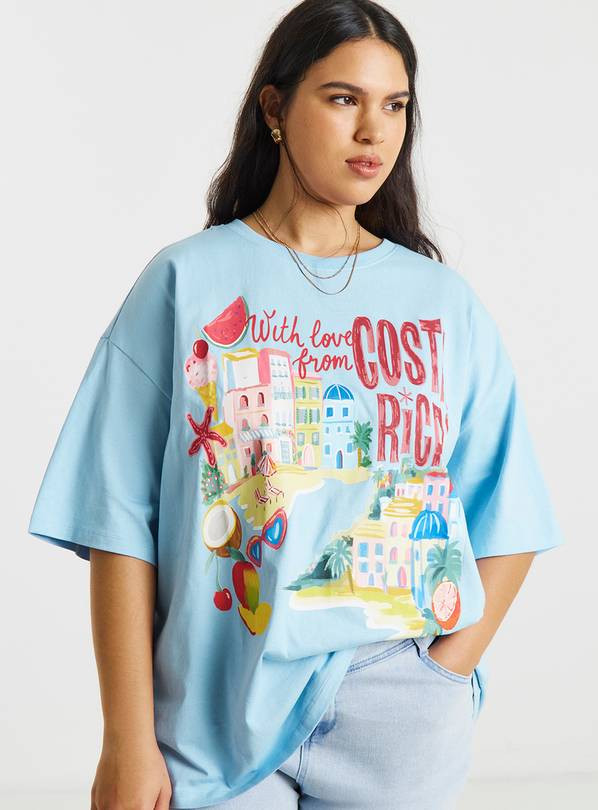 Buy SIMPLY BE Costa Rica Graphic Oversized T-Shirt 24 | Shirts | Tu | Tu Clothing
