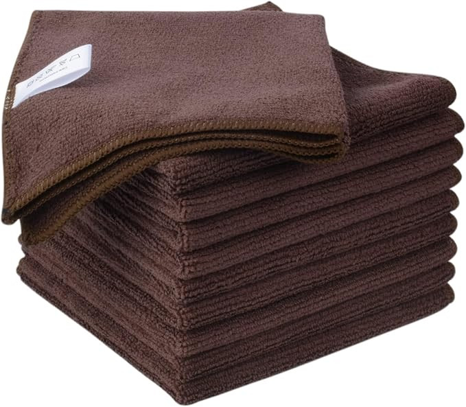 KinHwa Mikrofasertücher 30x30 cm 10er Set Braun– Barista Tuch, fusselfrei & streifenfrei, extr... | Amazon (DE)