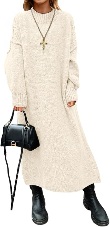 Saodimallsu Womens Oversized Sweater Dress Mock Neck Long Sleeve Casual Warm Chunky Knit Fall Win... | Amazon (US)