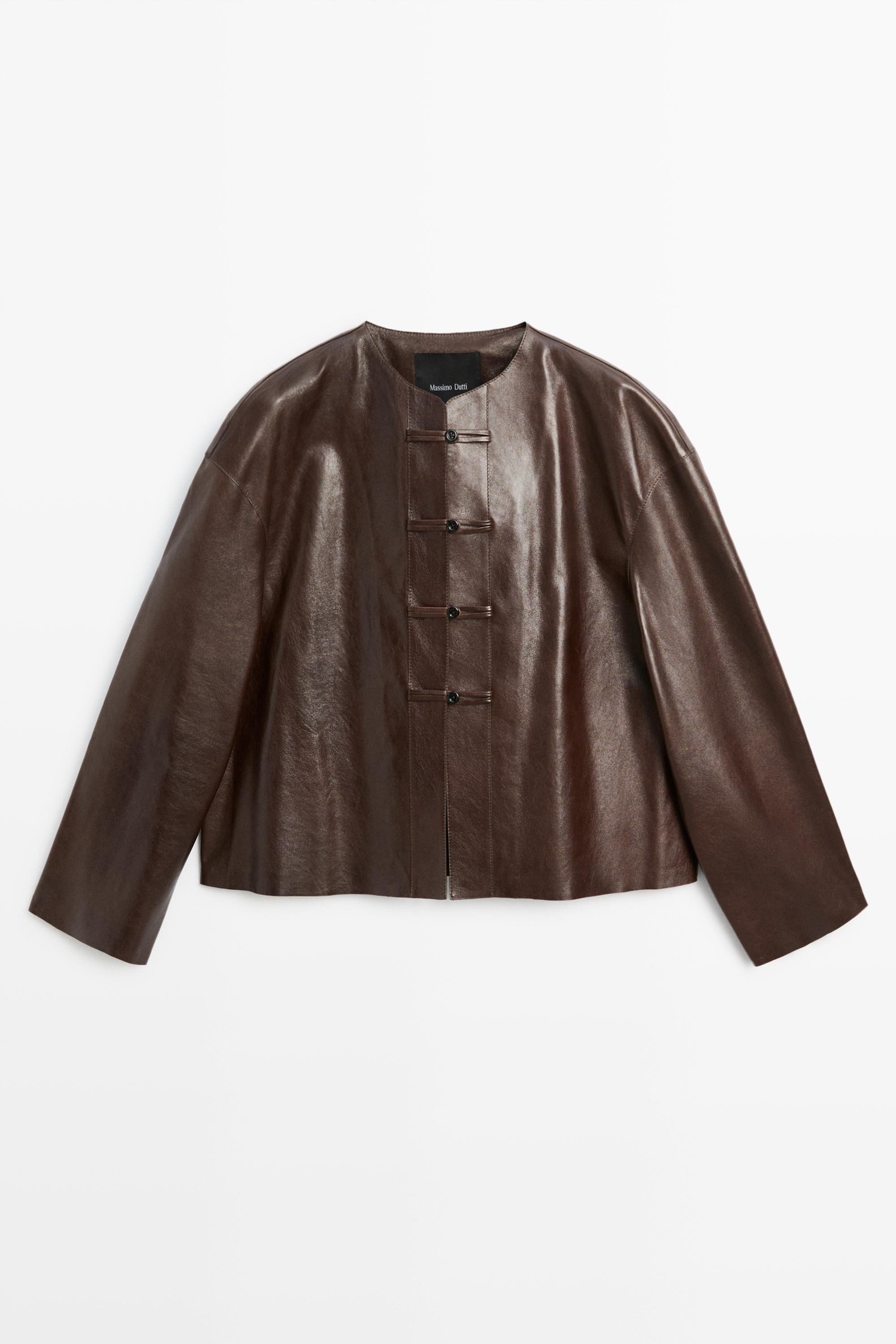 Nappa leather toggle jacket | Massimo Dutti UK