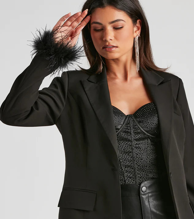 Feelin' Fancy Feather Trim Blazer | Windsor Stores