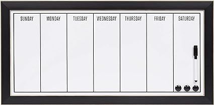 DesignOvation Wyeth Framed Magnetic Dry Erase Weekly Calendar, Black | Amazon (US)