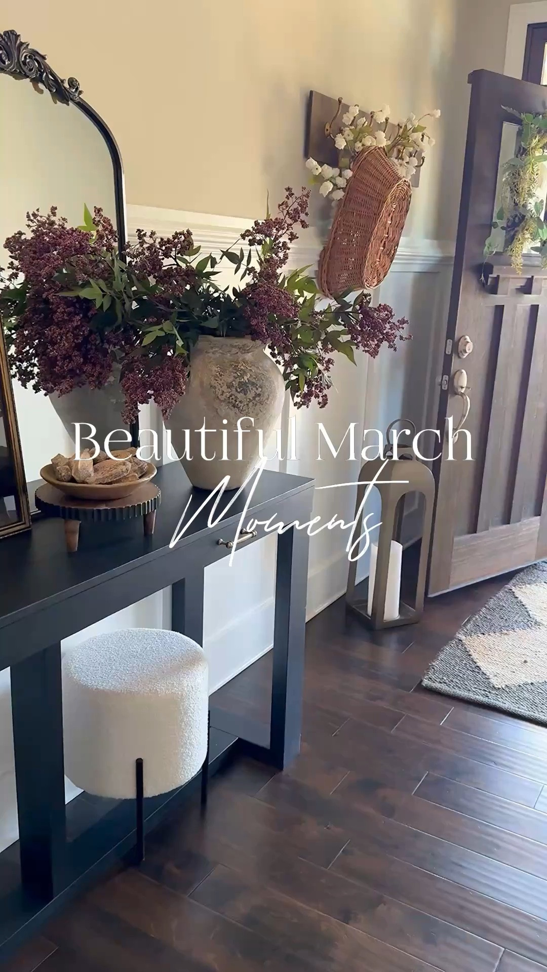 Beautiful March Moments

Plum stems, cream hops, console table, ottomans, textured curtains, horse print, olive oil bottle, marble wine bottle stand, vintage cutting boards, black bread board, brass salt & pepper mills, marble bowl with lid, round marble board, vintage brass skimmer, wood utensils, gold figs, faux garlic string, willow flowers, cabbage roses, greenery with white flowers, small vintage wood bowl

#LTKstorytime #LTKHome #LTKSeasonal