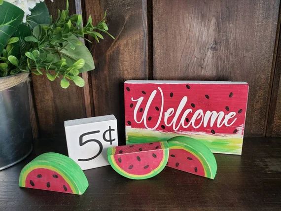 Mini WATERMELON SLICES  Wood  SUMMER Decor  Rustic  | Etsy | Etsy (US)