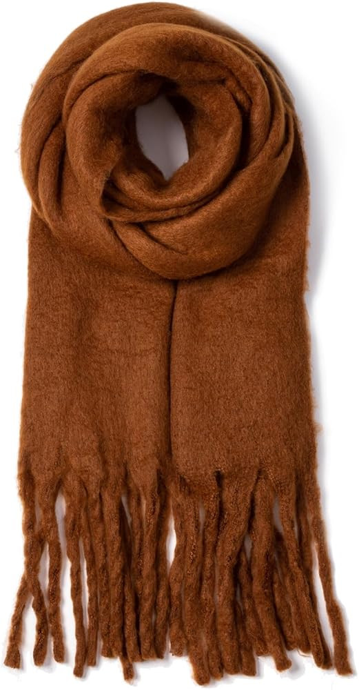 AUSEKALY Women's Scarf Big Colorful Thick Blanket Wrap Winter Oversized Warm Chunky Scarves Solid | Amazon (US)