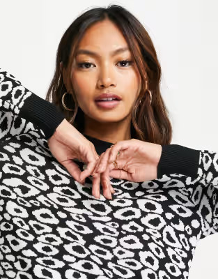 Gianni Feraud crew neck animal print jumper in black and white | ASOS (Global)