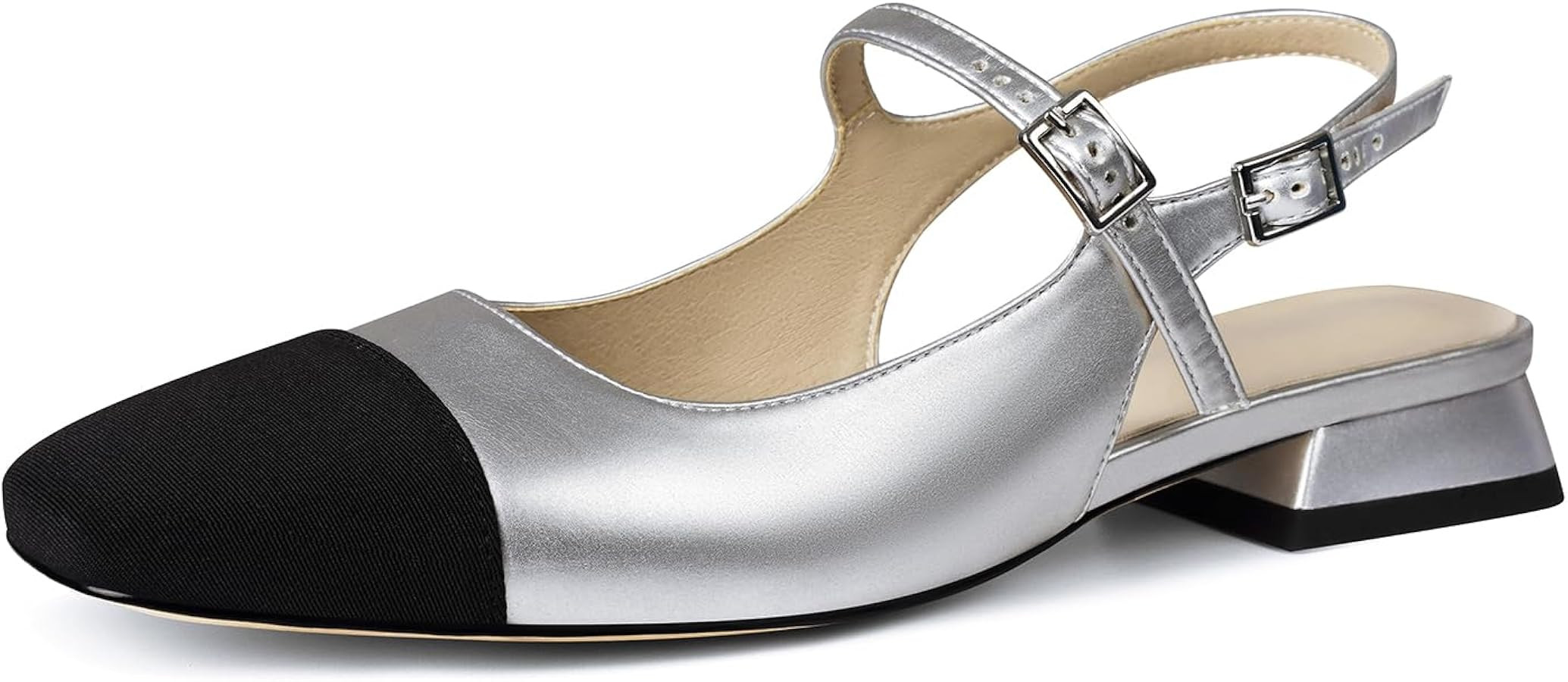 Slingback Flats for Women Square Toe Mary Jane Flats Low Heel Ballet Flats Casual Dress Shoes | Amazon (US)