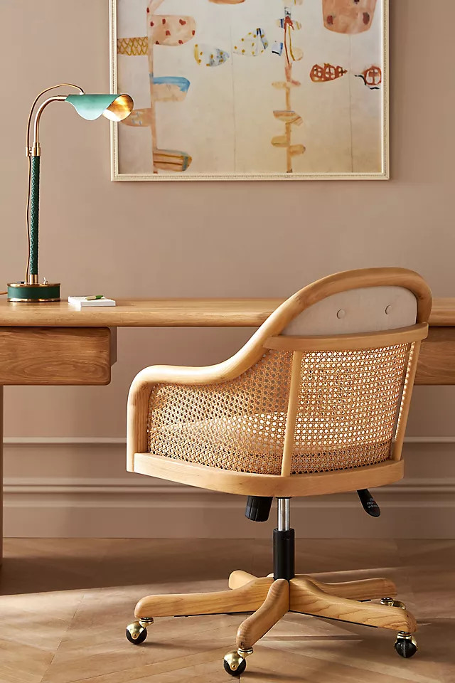 Ellison Rattan Swivel Desk Chair | Anthropologie (US)