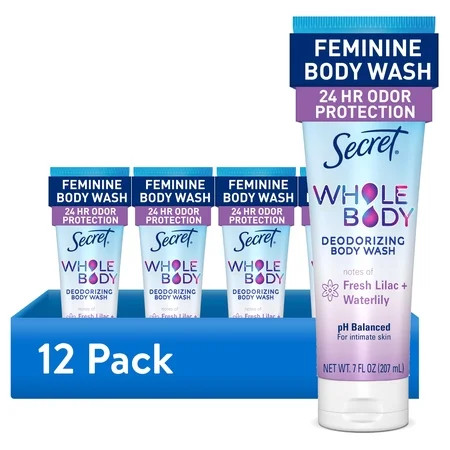 (12 pack) Secret Feminine Wash 24 HR Deodorizing Body Wash for Women, Lilac & Waterlily, 7oz | Walmart (US)