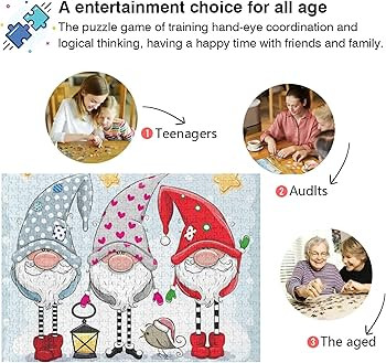 Glaphy Valentine's Day Gnome Puzzles 500 Pieces Jigsaw Puzzle for Adults Kids Family Challenging ... | Amazon (US)
