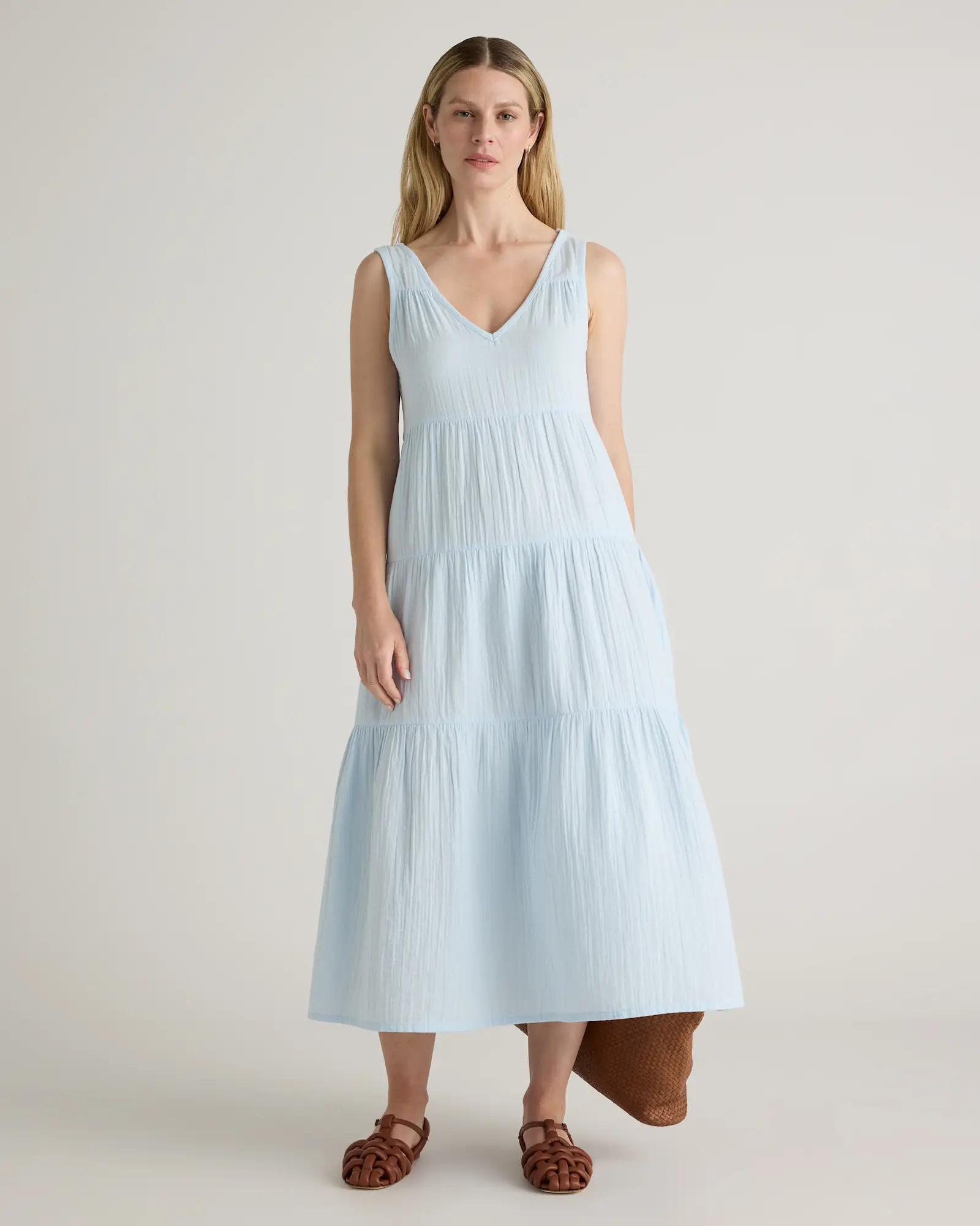 100% Organic Cotton Gauze Tiered Maxi Dress | Quince