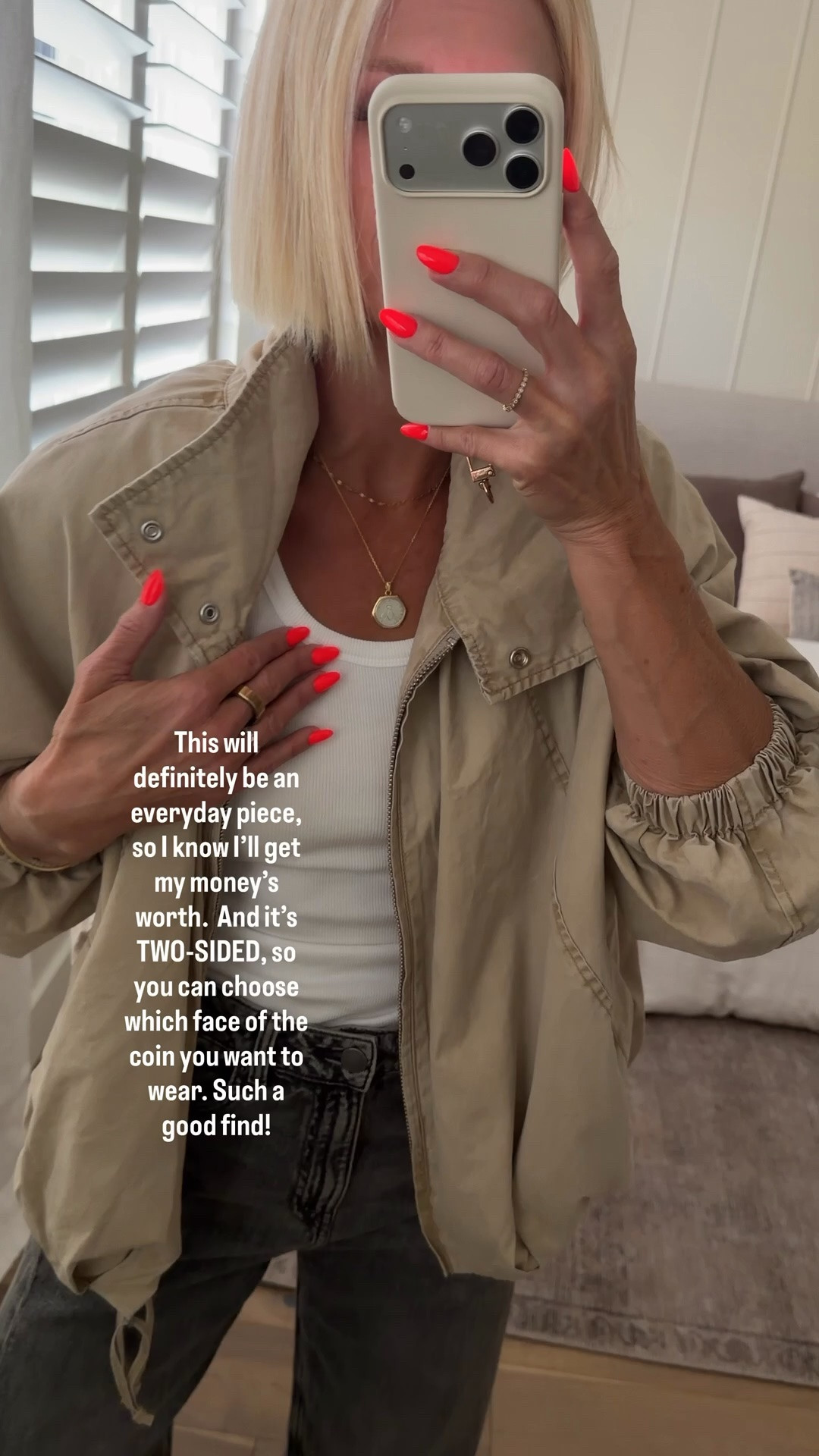 I’ve been hunting for the perfect coin necklace FOREVER… but they’re all SO expensive. 😳 Then I found this Amazon one for $55—and it’s 18K gold! I’m super picky about jewelry looking cheap or fake, but the reviews were NOT wrong. It looks so good with everything. 
Outfit sizing:
Tank and jeans fit true to size and size down in the jacket. If it’s generously also jeans are on sale right now for under $40. ￼

#LTKmomlife #LTKOver40 #LTKSaleAlert