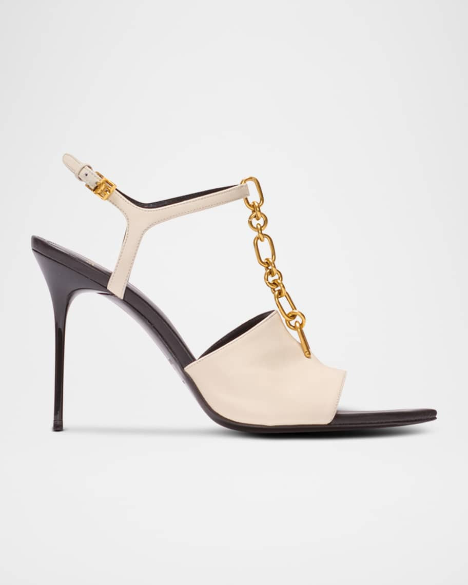 Balmain Sync Patent Leather Ankle-Strap Sandals | Neiman Marcus