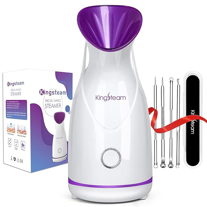 Facial Steamer, Kingsteam Nano Ionic Hot Mist Face Steamer With Aromatherapy Kit and Blackhead Re... | Amazon (US)
