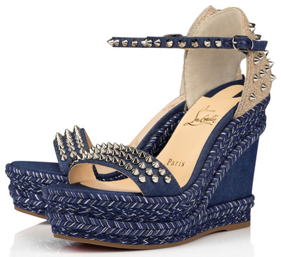 Christian Louboutin Madmonica 120 Blue Denim Platform Wedge Sandal Heel Pump 39  | eBay | eBay US
