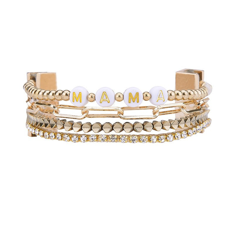Mama Mini Boho Cuff - Gold & White | Victoria Emerson