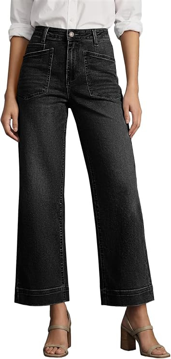 Cicy Bell Womens Cropped Wide Leg Jeans High Waisted Baggy Denim Ankle Pant | Amazon (US)