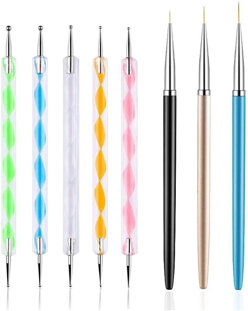 FULINJOY 5PCS Dotting Pens with 3 PCS Nail Painting Brushes, Nail Art Design Tools | Amazon (US)