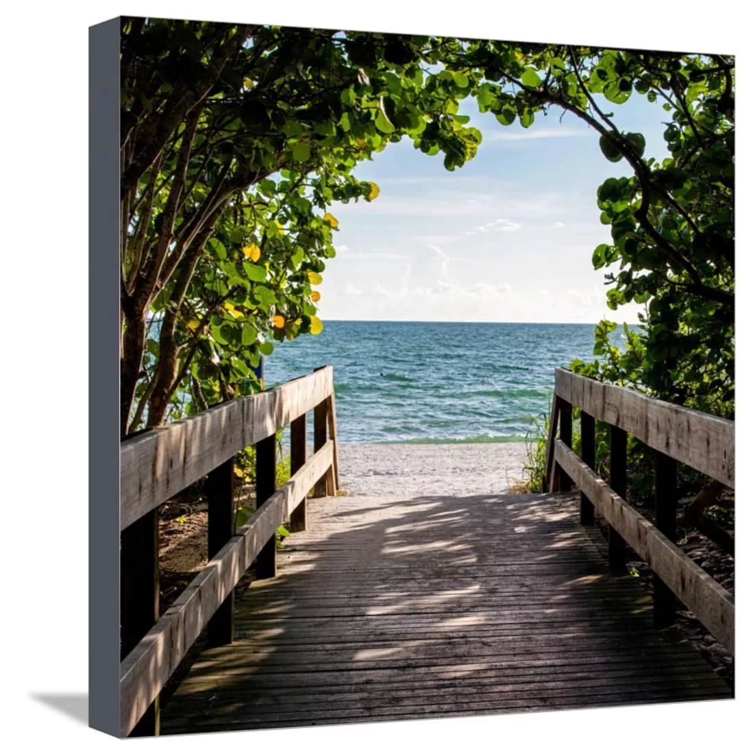 Boardwalk on the Beach Coastal Ocean Landscape Photography Stretched Canvas Print Wall Art By Phi... | Walmart (US)