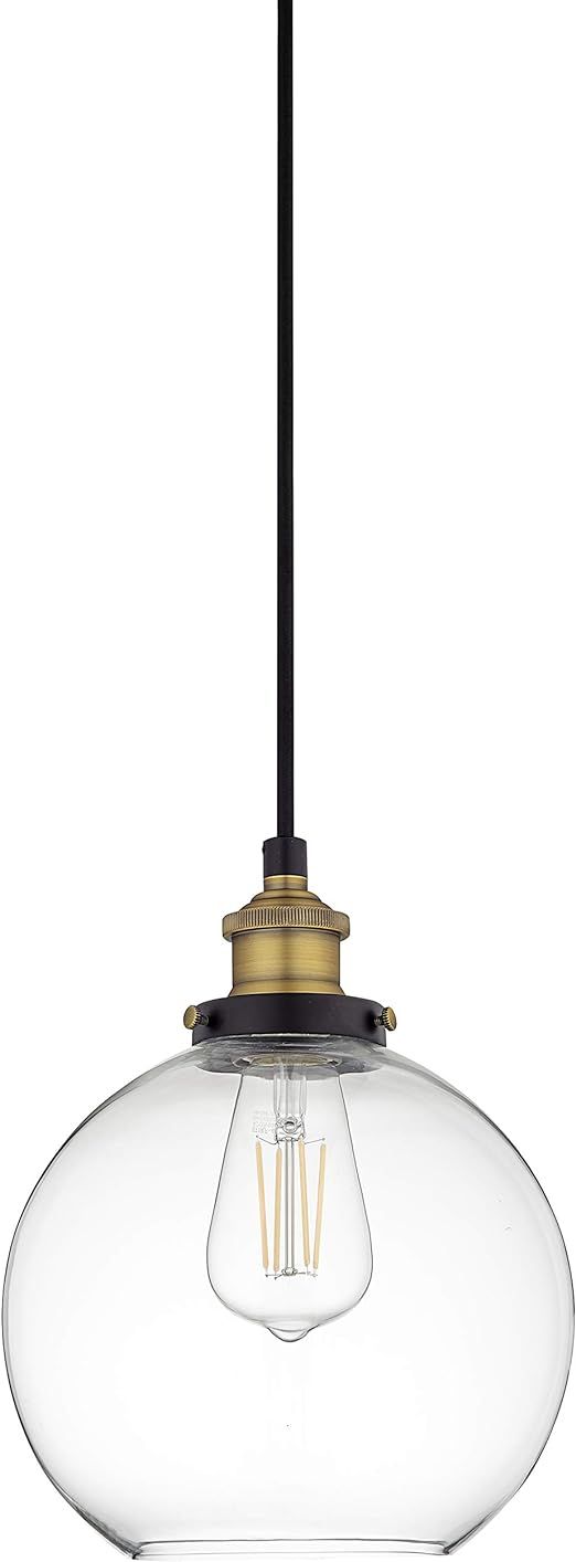 Primo Large Glass Globe Pendant Light Fixture - Black and Gold Hanging Pendant Lighting for Kitch... | Amazon (US)