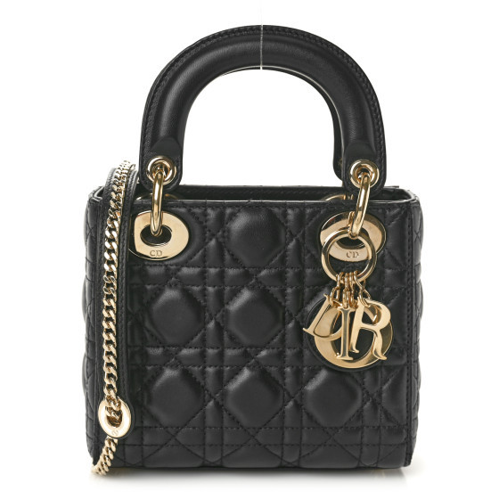 Lambskin Cannage Mini Lady Dior Black | FASHIONPHILE (US)