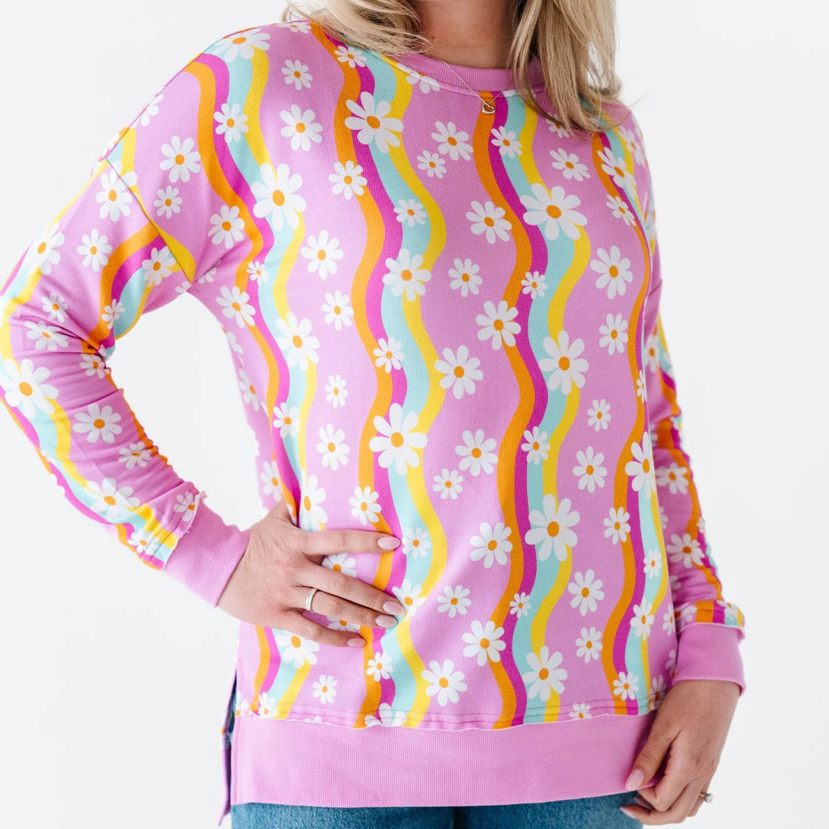 Disco Daysies Women's Crew Neck Sweatshirt | Bums & Roses