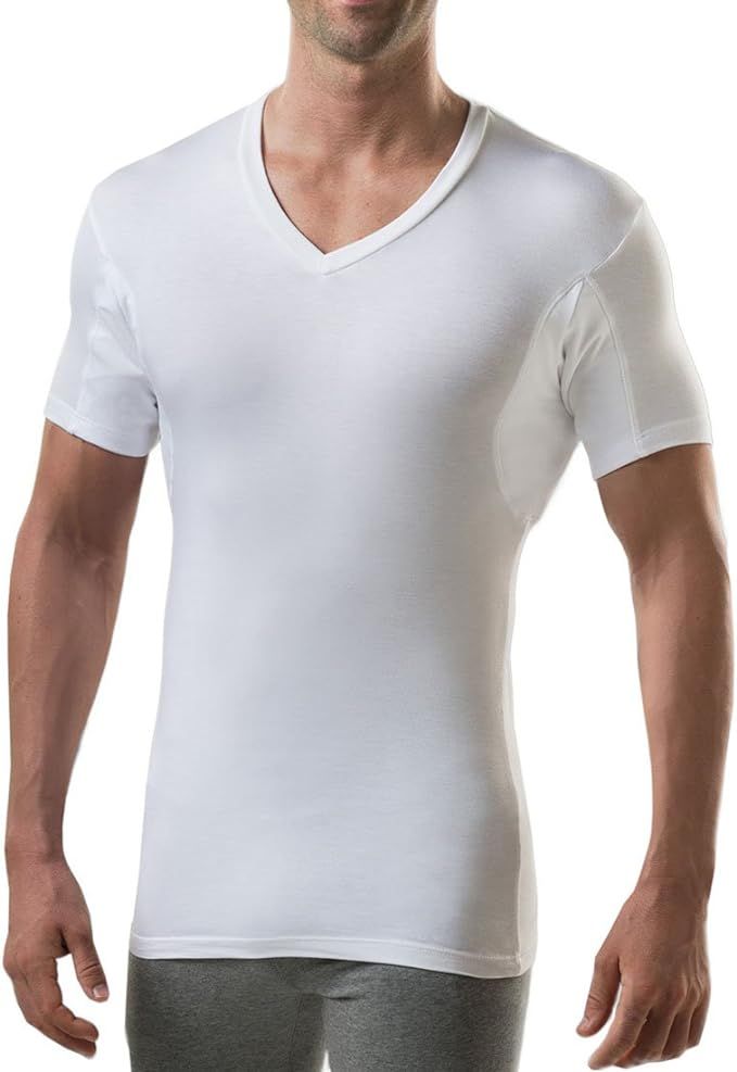 Sweatproof Undershirt for Men with Underarm Sweat Pads (Slim Fit, V-Neck) | Amazon (US)