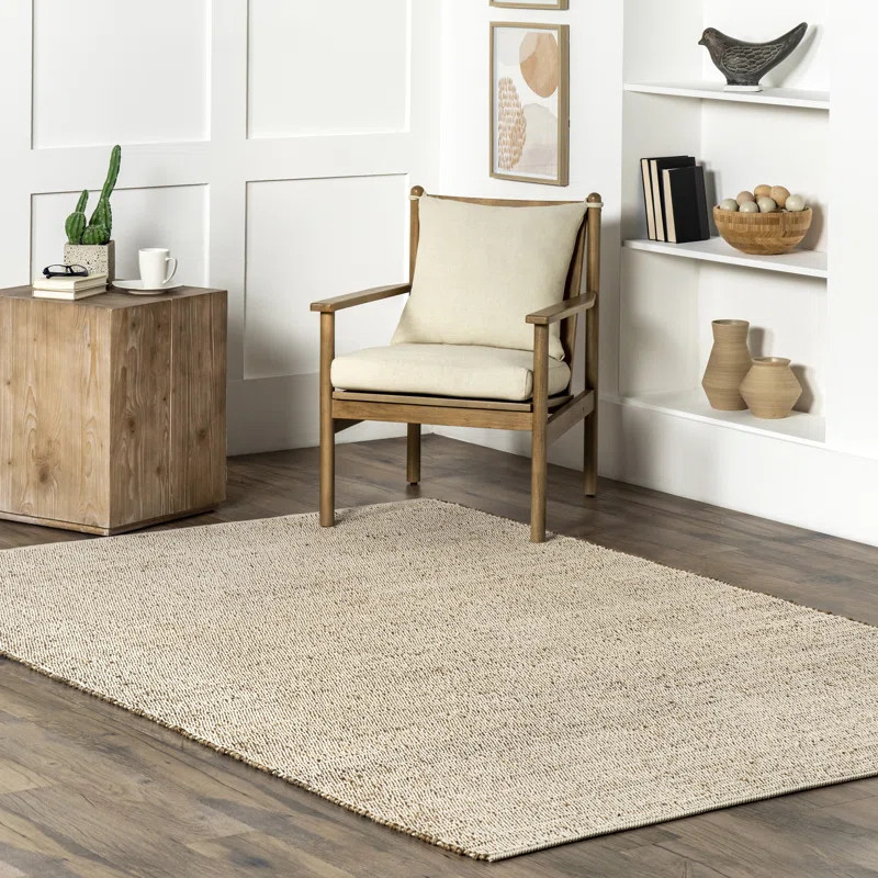 Helton Handmade Flatweave Jute/Cotton Beige Rug | Wayfair North America