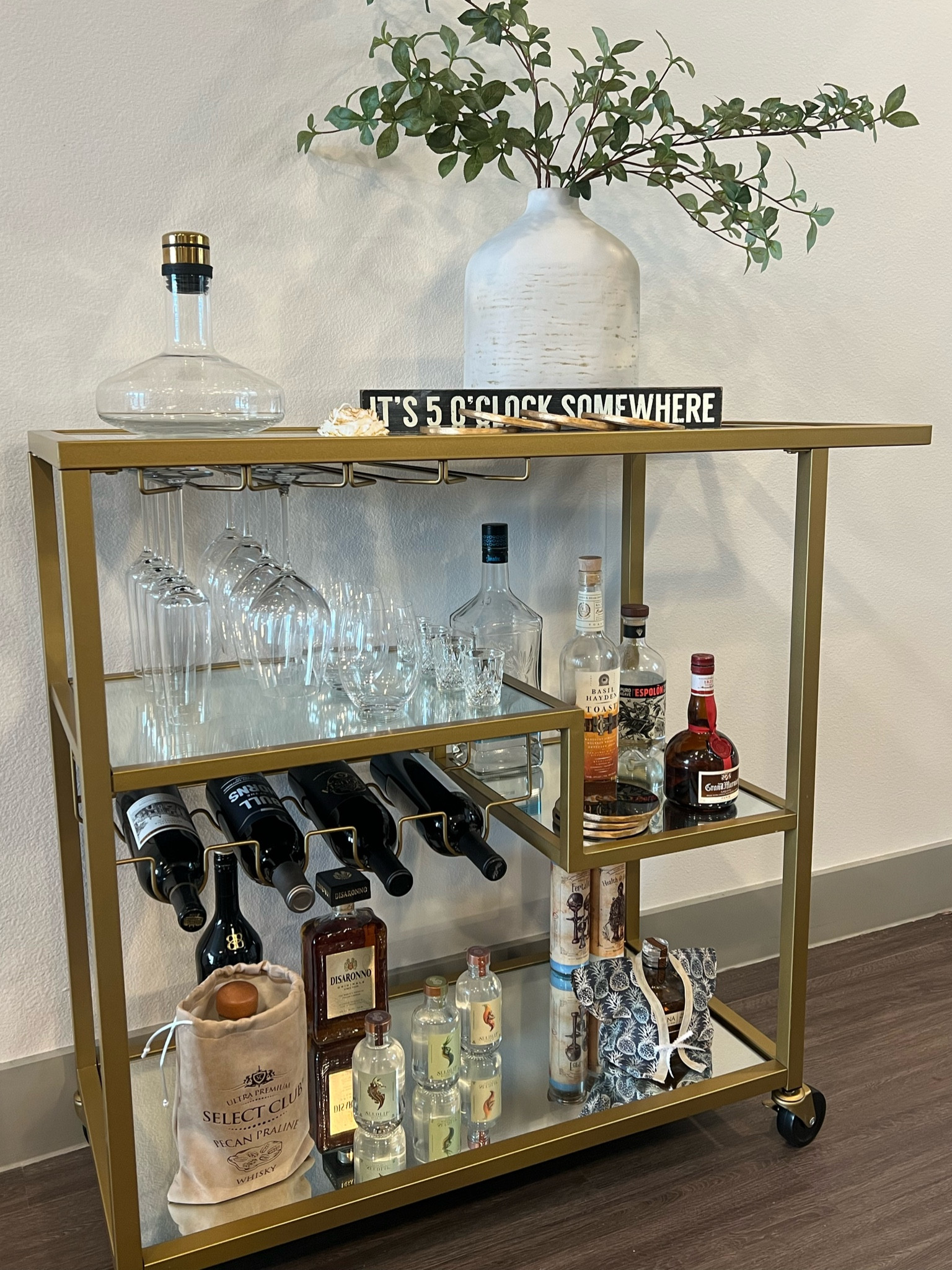 No wet bar? Add a bar cart to your space for a touch of elegance and hospitality. 

#styledwithintention #barcart #homedecor 

#LTKparties #LTKstyletip #LTKhome