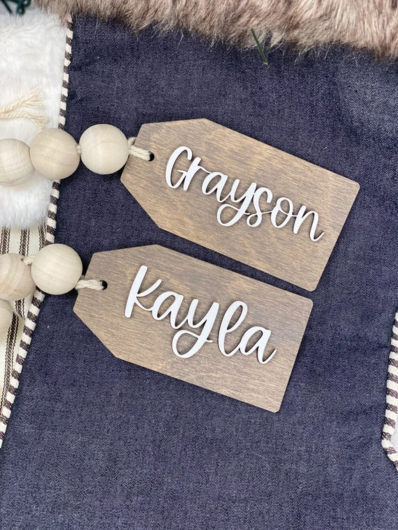 Stocking Name Tags  Customized Wooden Tags  Stocking Tags  | Etsy | Etsy (US)