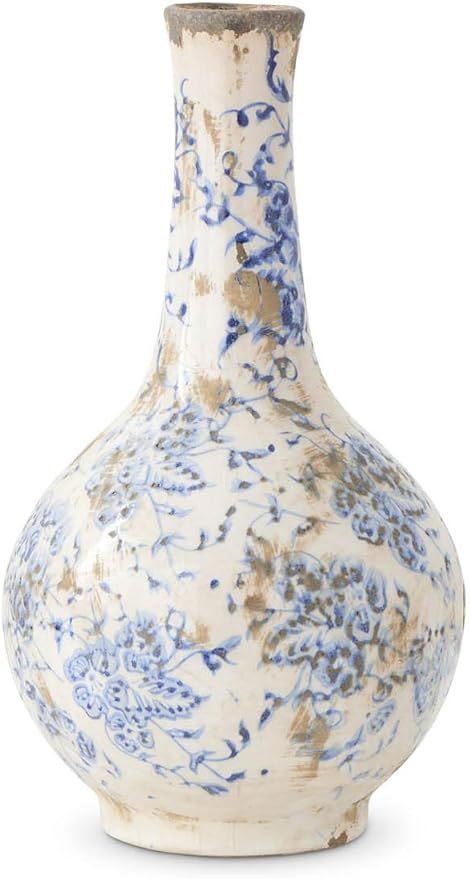 K&K Interiors 15144C-2 Blue and White, 7.75 Inch Ceramic Vase | Amazon (US)