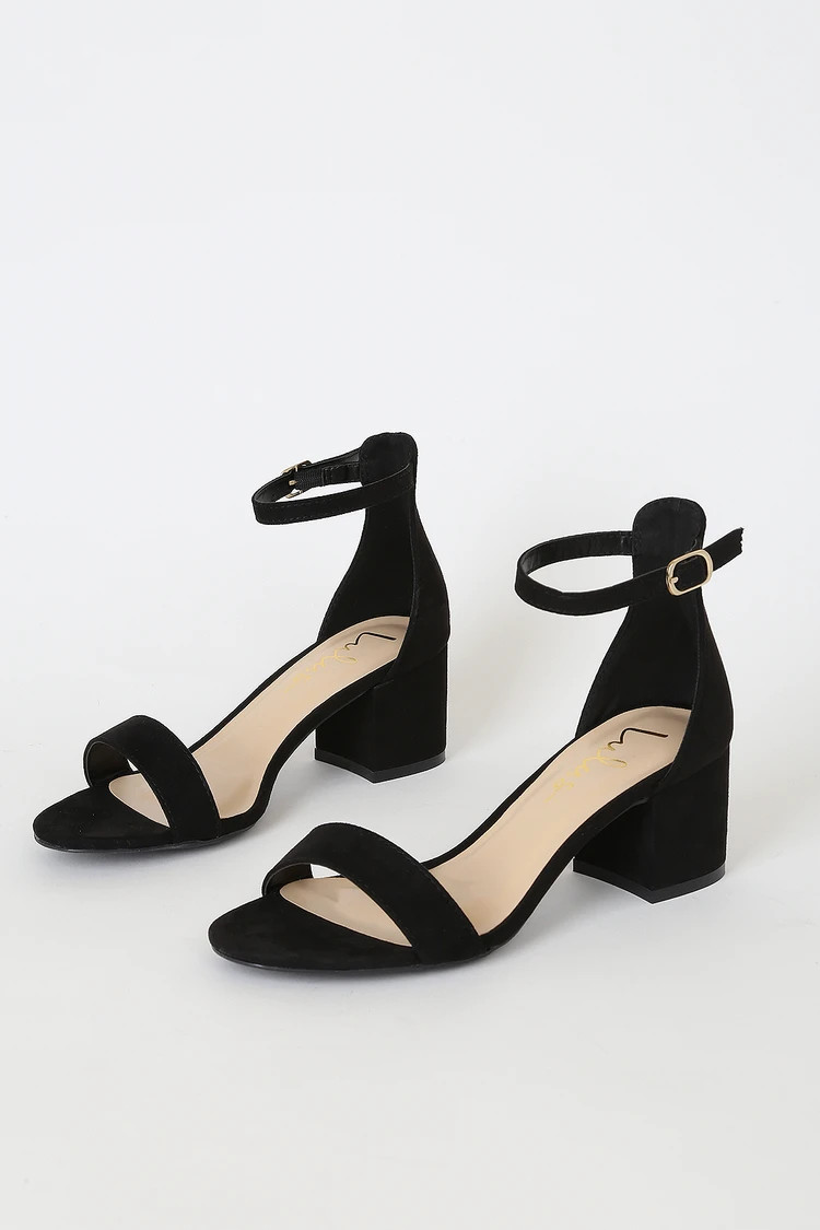 Harper Black Suede Ankle Strap Heels | Lulus