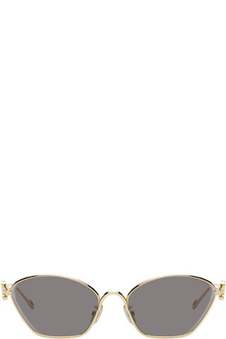 Gold Anagram Hexagonal Sunglasses | SSENSE