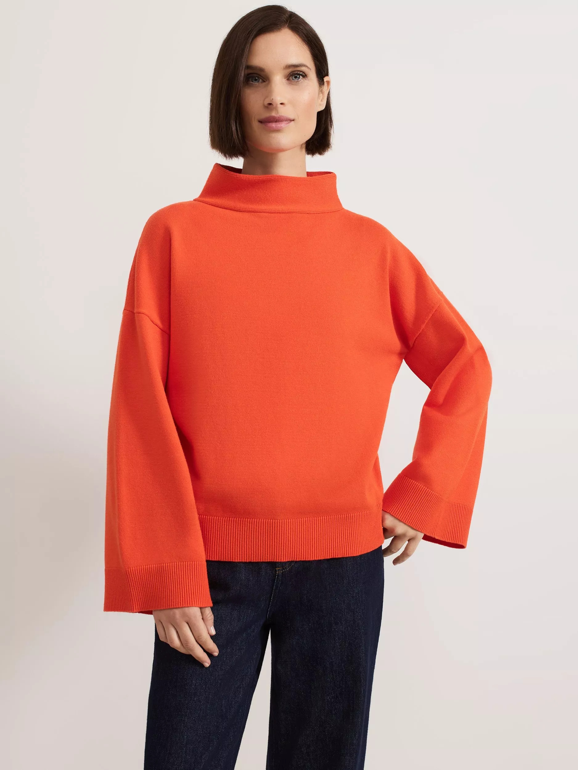 Phase Eight Blaire Fluted Sleeve Jumper, Orange | John Lewis (UK)