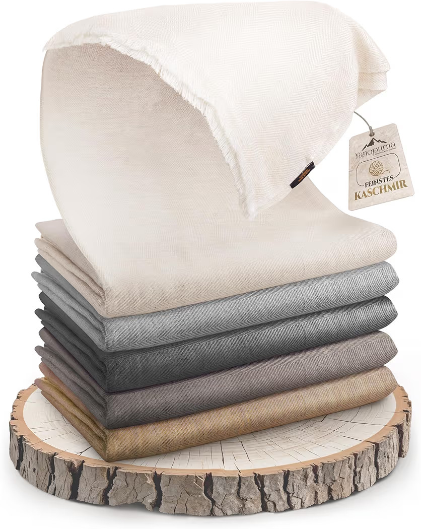 Cashmere Blanket – Hand Woven 100% Pure Wool Throw Blanket, 135 x 270 cm – Fine Herringbone P... | Amazon (US)