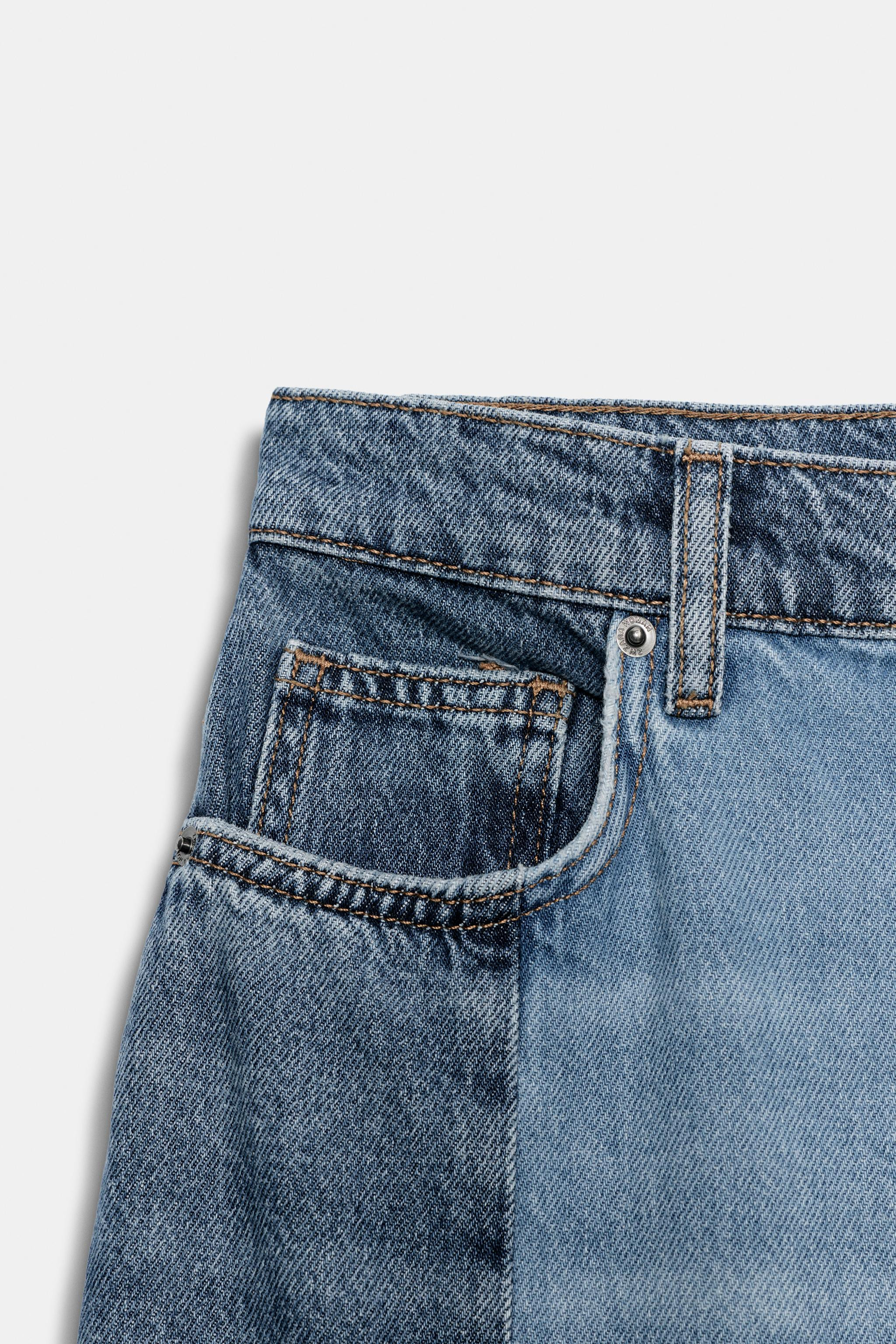 ZW COLLECTION MID-RISE PATCHWORK BARREL JEANS | Zara US