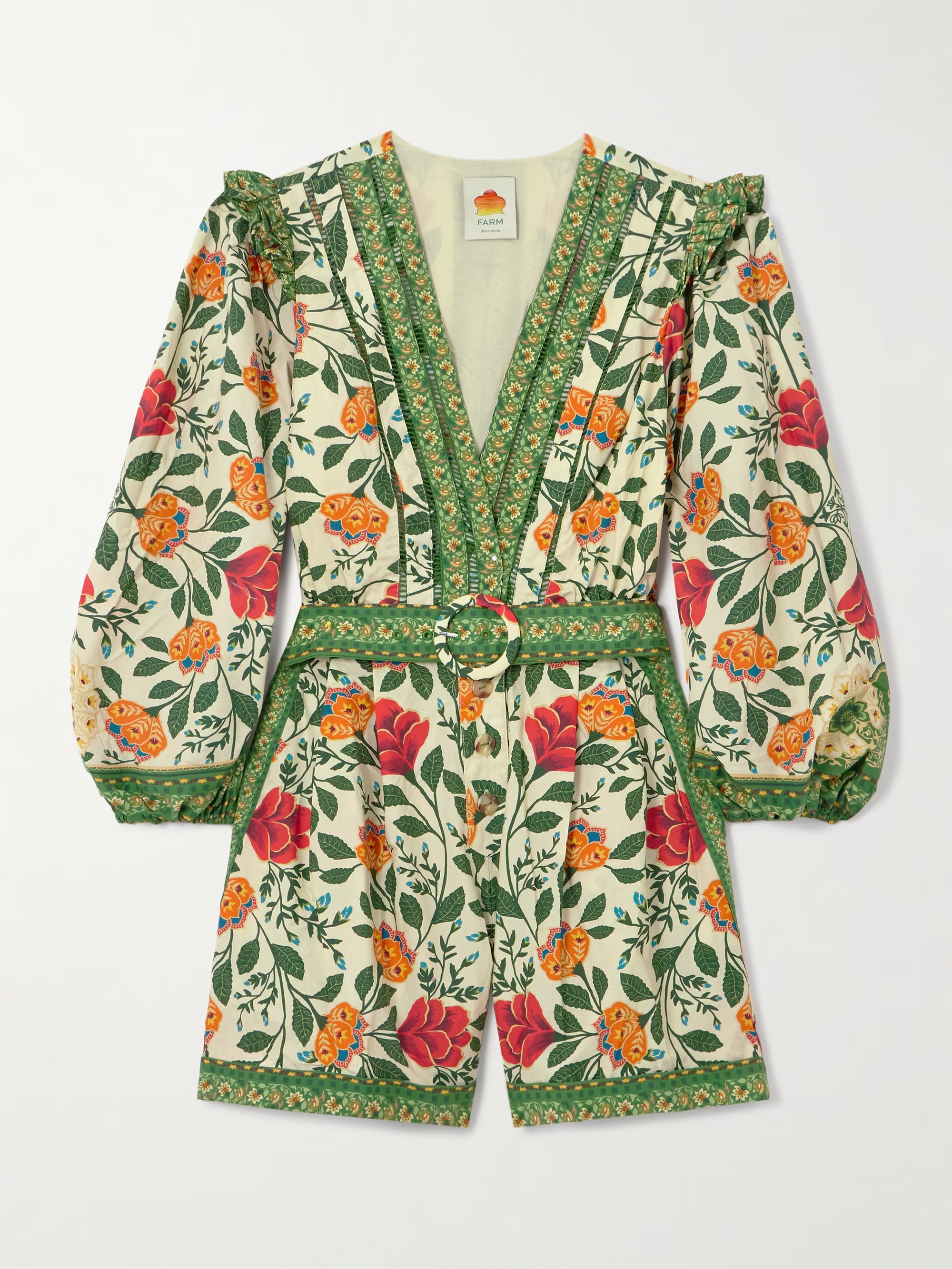 Garden Tapestry ruffled belted floral-print cotton-poplin jumpsuit | NET-A-PORTER (US)